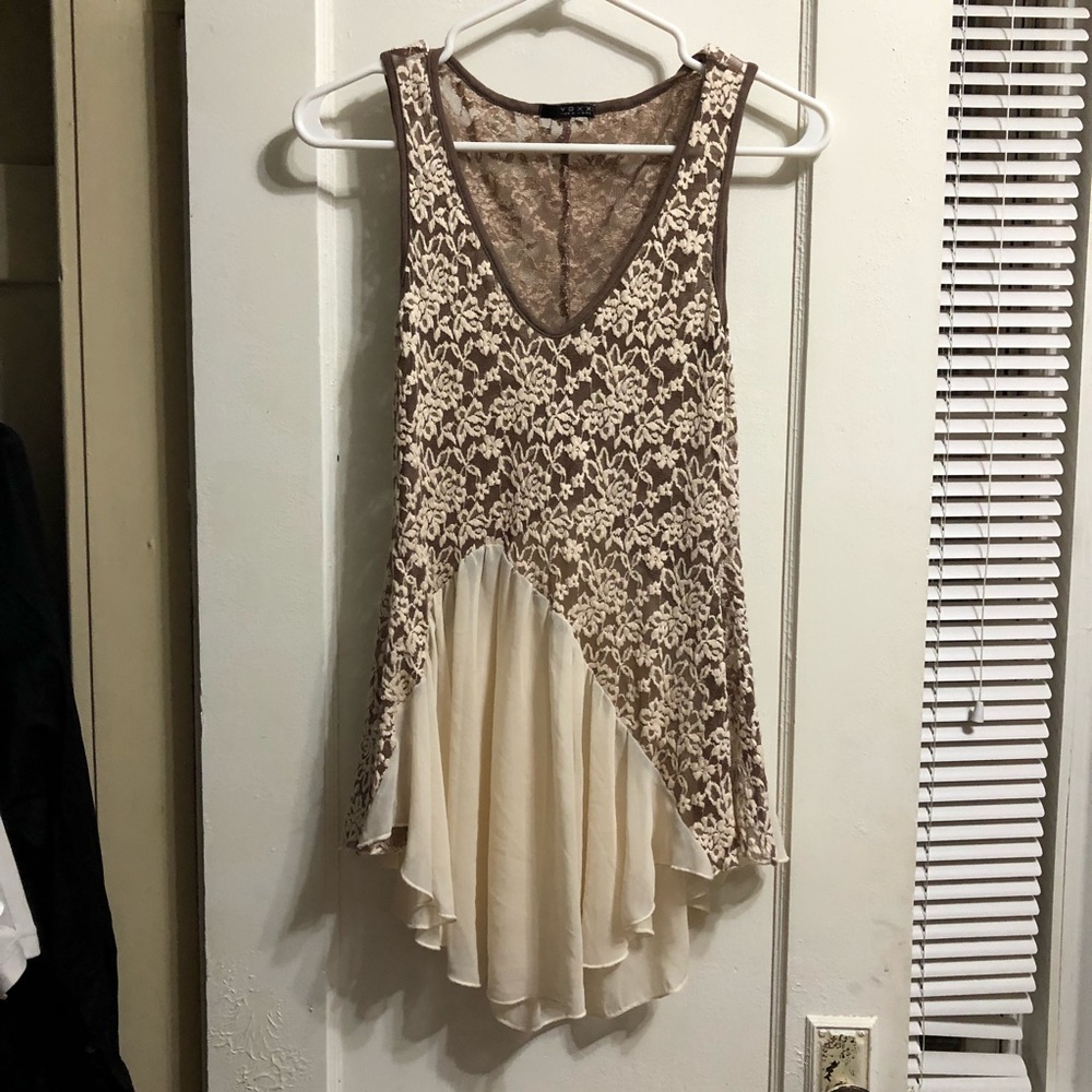 Flowy sheer top with intricate detailing